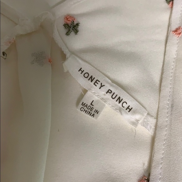 Honey Punch Rosebud embroidered Sleeveless v neck plum tank top romantic large - Picture 8 of 8